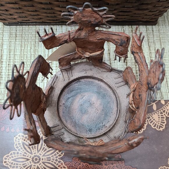 NATIVE AZTEC METAL DANCERA CANDLE HOLDER VINTAGE ZODAX PRODUCT - Picture 6 of 10